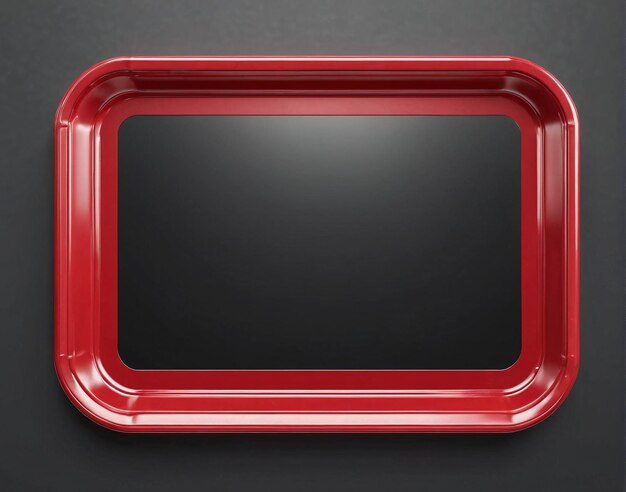 a red tray with a blank space on it