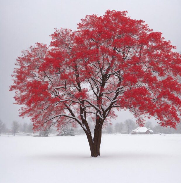 Red treepurple tree and yellow tree