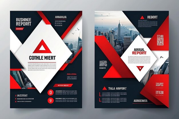 Red triangle business annual report brochure flyer design template vector Leaflet cover presentation abstract geometric background