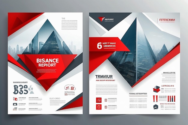 Red triangle business annual report brochure flyer design template vector Leaflet cover presentation abstract geometric background