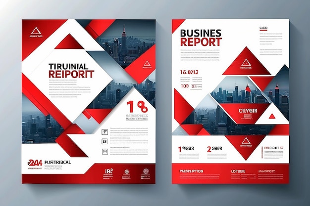 Red triangle business annual report brochure flyer design template vector Leaflet cover presentation abstract geometric background