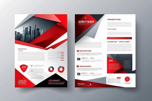 Red triangle business annual report brochure flyer design template vector Leaflet cover