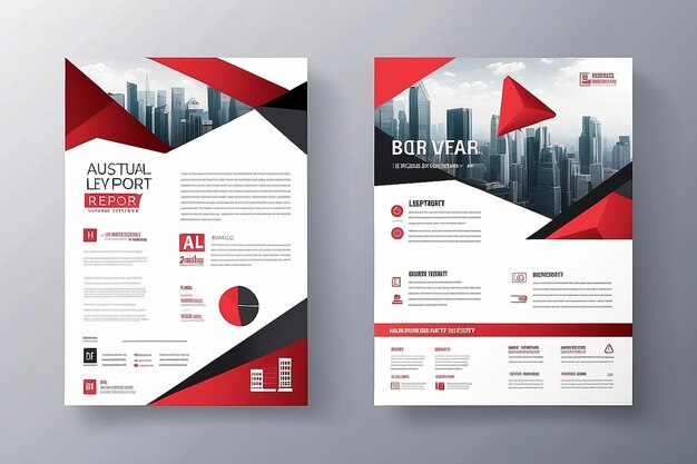 Photo red triangle business annual report brochure flyer design template vector