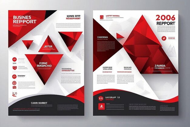 Red triangle business annual report brochure flyer design template vector