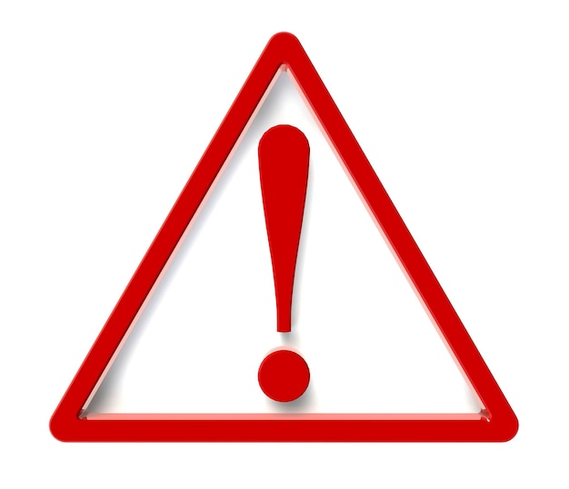 Red triangle warning attention caution sign - 3D illustration