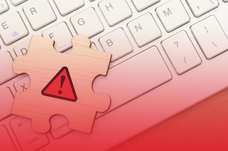 Photo red triangle warning symbol indicating potential danger