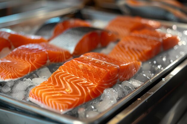 Photo red trout fish supermarket counter