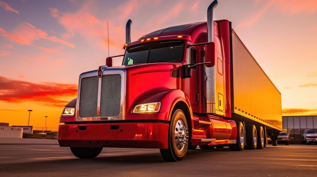 red truck on the road