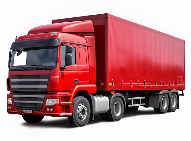 red truck on a white background