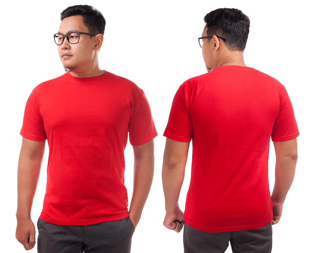 Red tshirt mock up front and back view shirt design copy space template