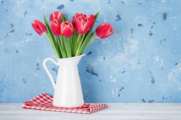 Red tulip flowers bouquet