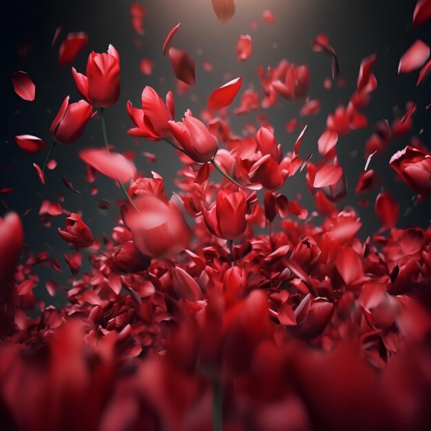 Red Tulip Petals Falling Down