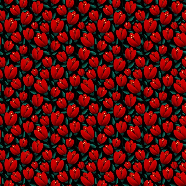 Red tulips seamless pattern