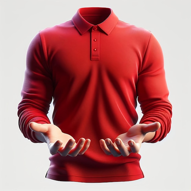 Photo red turtleneck long sleeve polo