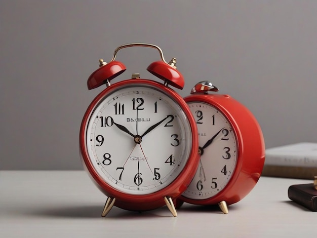 Photo red twin bell alarm clock