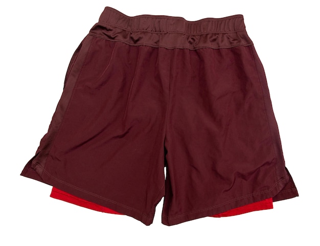 Red twolayer running shorts isolated on white background