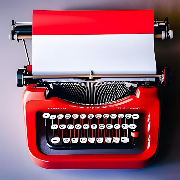 Red typewriter with a white paper