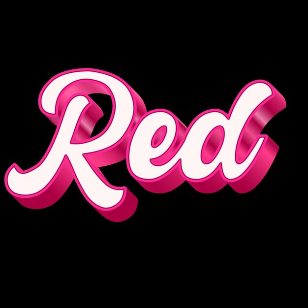 Red Typography 3D Design Pink Black White Background Photo JPG