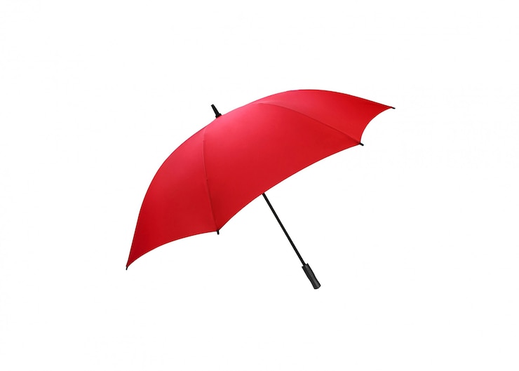 Photo red umbrella for protection isolated