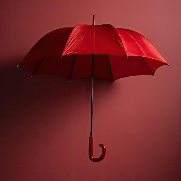 Красный зонт на красном фоне