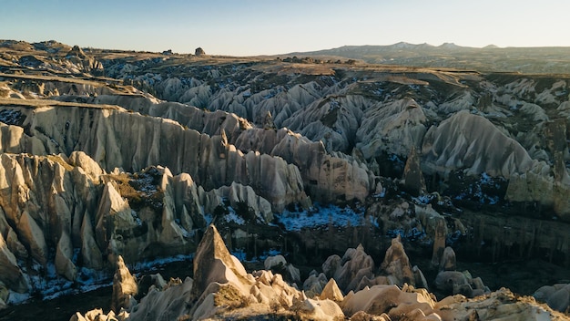 Red valley at Cappadocia, Anatolia, Turkey. Volcanic mountains in Goreme national park.