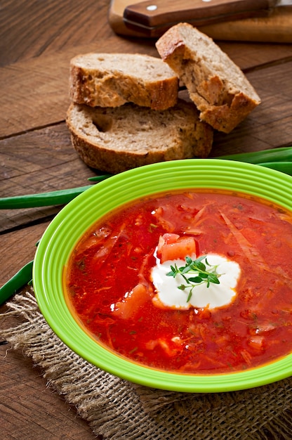 Red vegetable borscht soup