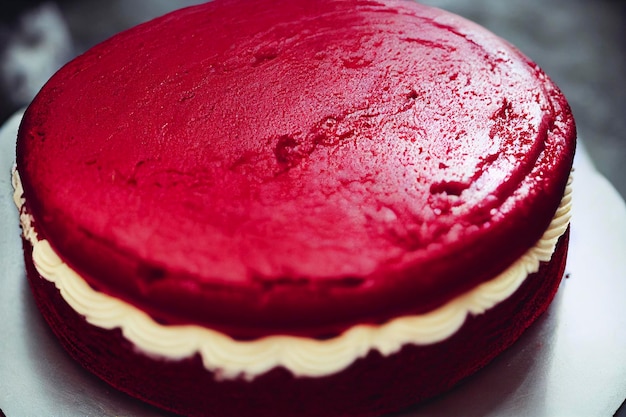 Red velvet cake op een houten bord Plakje cake Frambozencake Duivelscake Bruiloftsdessert Verjaardagsfeestje Heerlijk dessert Traditioneel Amerikaans dessert