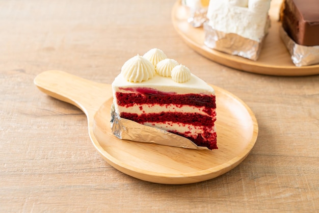 Red velvet cake on plate