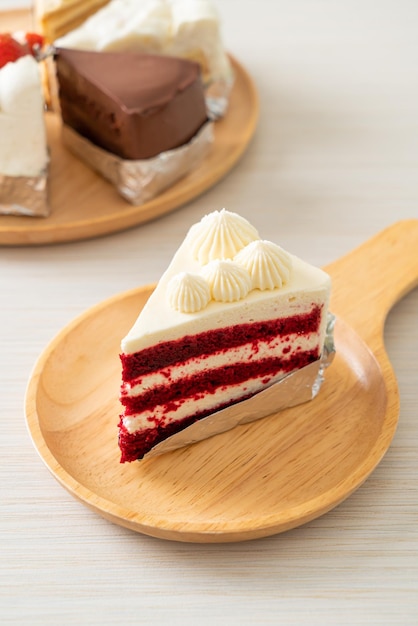 Red velvet cake on plate