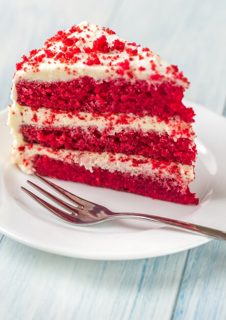 Red velvet cake on the plate