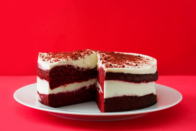 Red Velvet cake on red