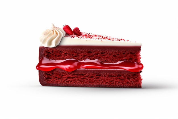 Red velvet cake slice isolated on white background