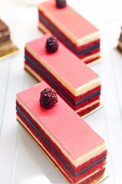 Red velvet cakes on white plate