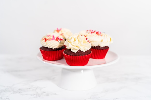 Red Velvet Cupcakes with White Chocolate Ganache Frosting