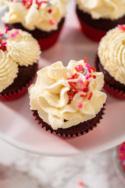 Red Velvet Cupcakes with White Chocolate Ganache Frosting