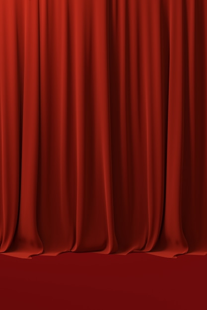 red velvet curtain backdrop. 3D rendering