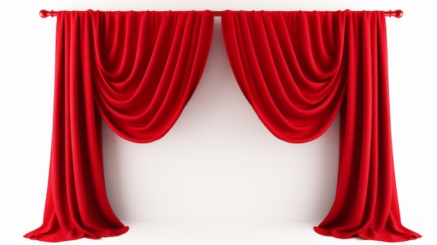 Red velvet curtains isolated on a white background