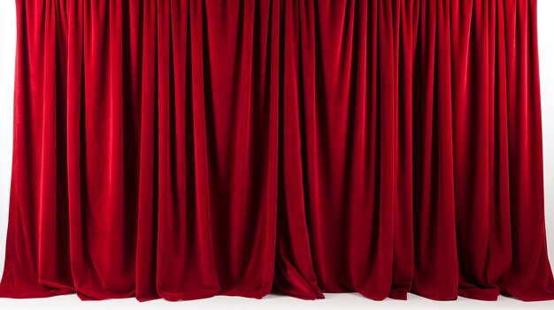 Red velvet curtains isolated on a white background