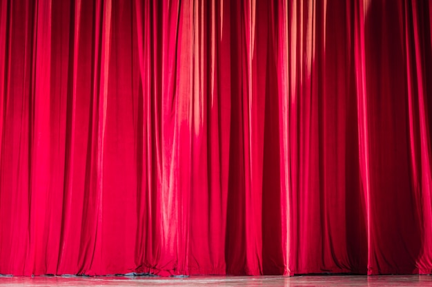 Red velvet curtains.