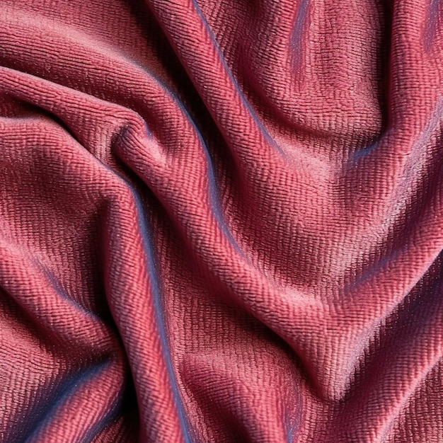 A red velvet fabric with a blue stripe.