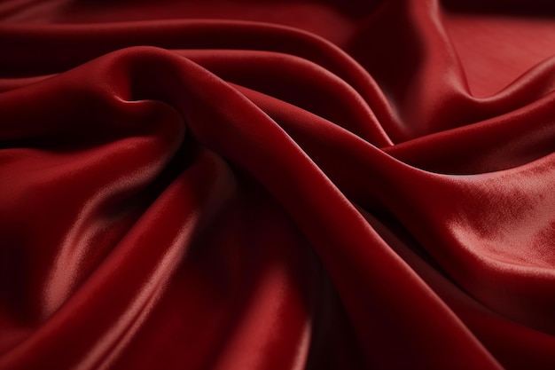 Red velvet fabric with a satin finish