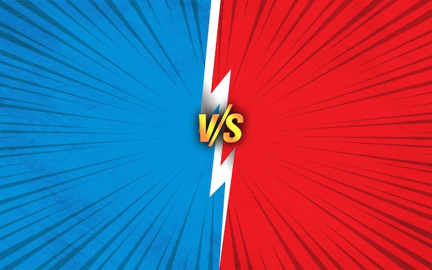 red versus blue comic zoom rays colorful cartoon background