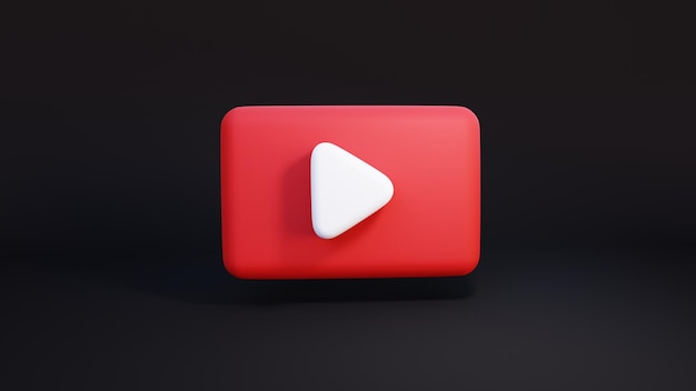 Red video play button 3D render