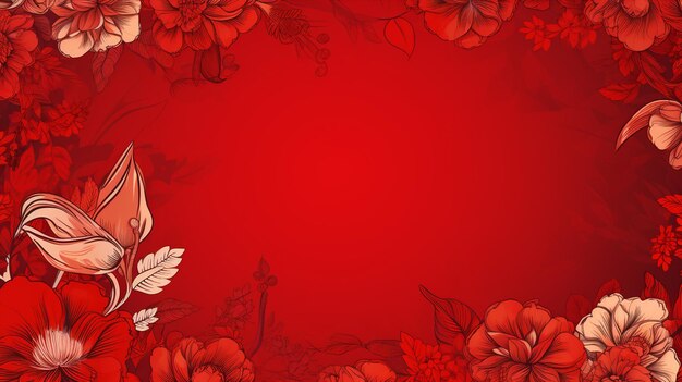 Red vintage background ornamental flowers