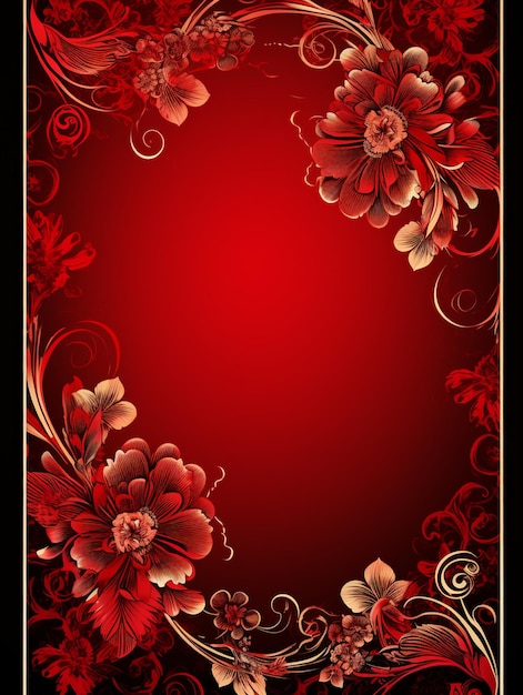 red vintage background ornamental flowers