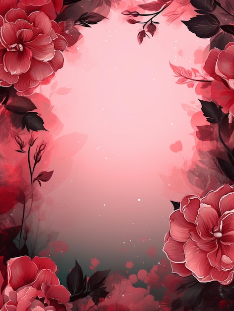 Red vintage background ornamental flowers