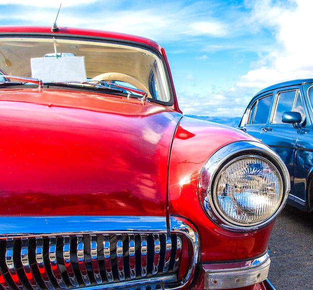 Red vintage car on a festival of old cars