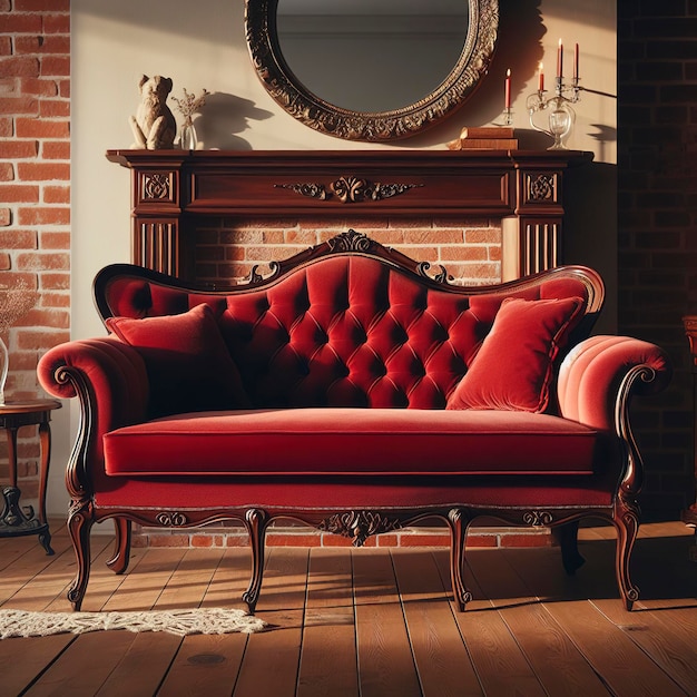 Red vintage sofa