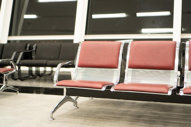 Red waiting seats at an airport