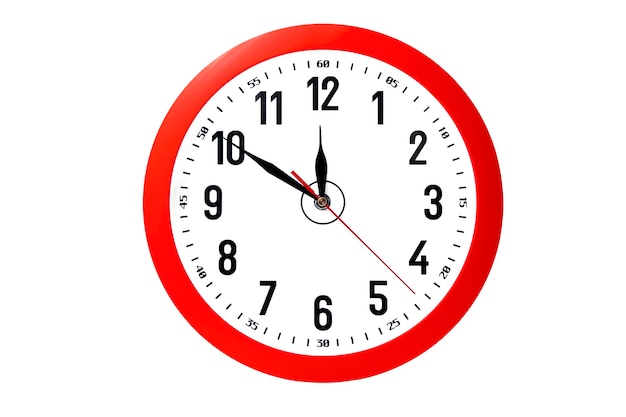 red wall clock isolate on white